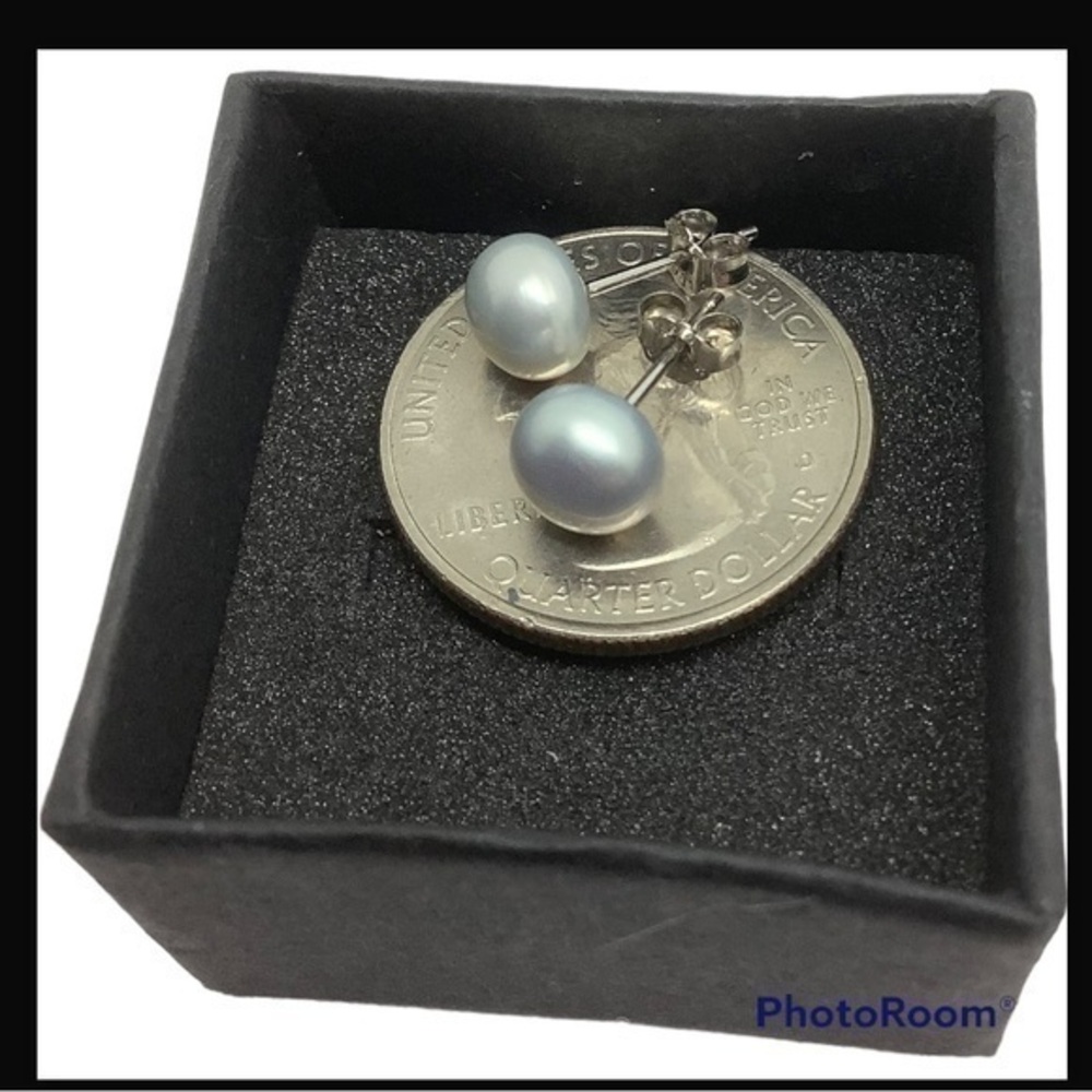 Sterling Silver Faux Pearl Stud Earrings